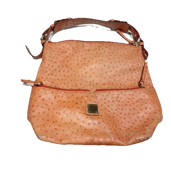 Dooney & Bourke Dillen Ostrich Leather Pink Shoulder Hobo Bag - Picture 1 of 8